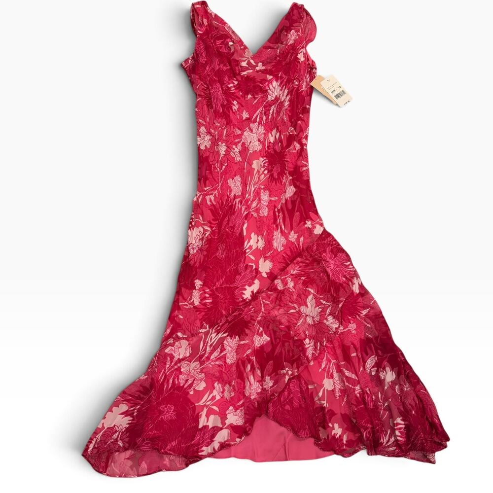 Eli New York Pink Floral Silk Fairycore Midi Maxi dress Formal Wedding sz 12 NWT